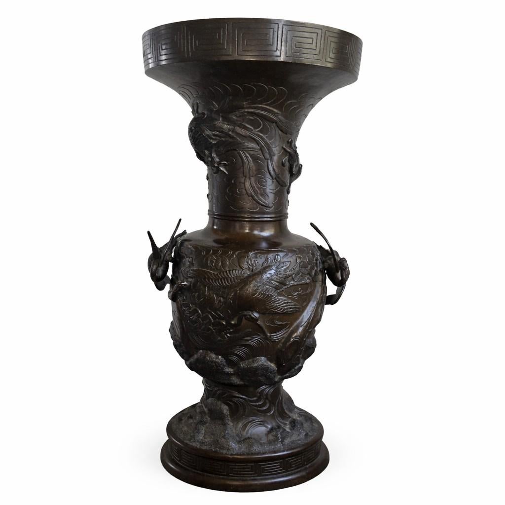 Grote Antieke Bronzen Oosterse Vaas 77cm hoog, Ophalen of Verzenden