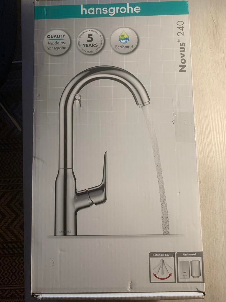 Nieuw: Hansgrohe wastafelkraan Novus 240 - ecosmart - 33cm, Ophalen of Verzenden, Nieuw