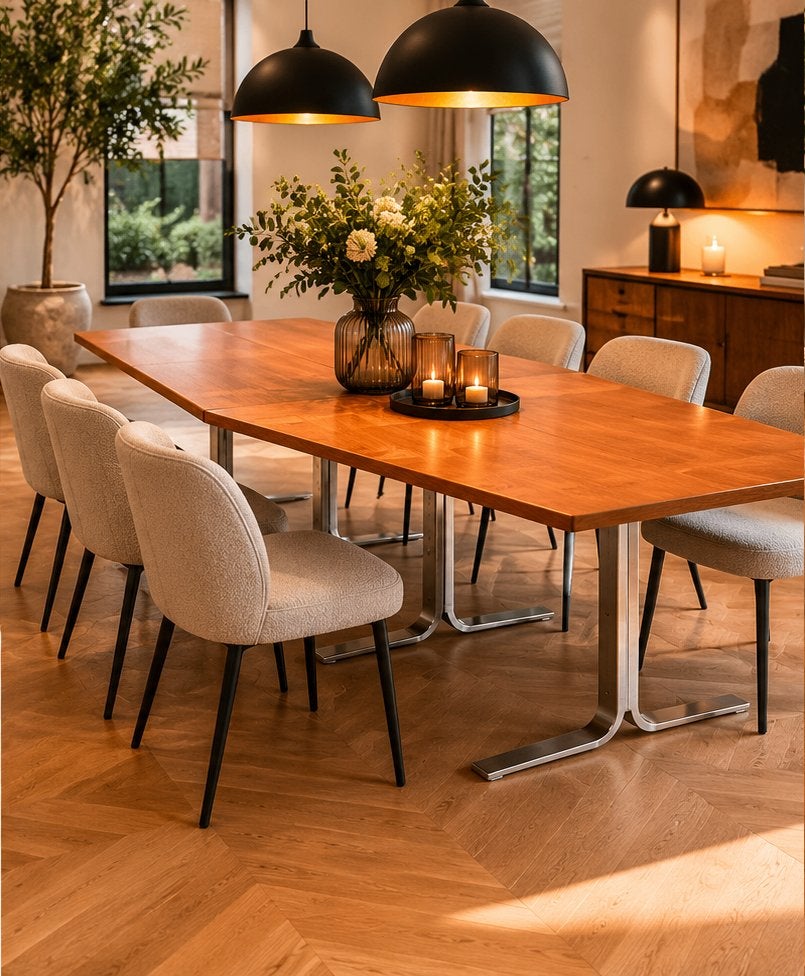 Grote vintage vergadertafel eettafel design jaren '60 '70, Huis en Inrichting, Complete eetkamers, Gebruikt, 8 stoelen of meer