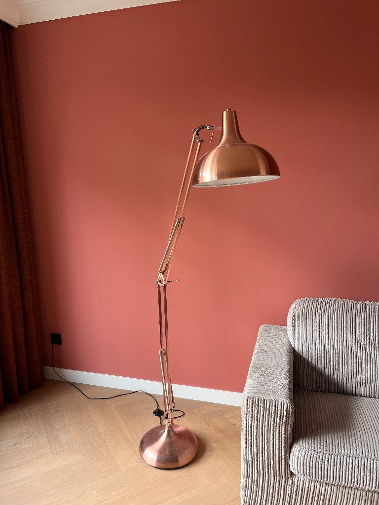 Koper kleurige vloerlamp, Ophalen, Zo goed als nieuw, 150 tot 200 cm