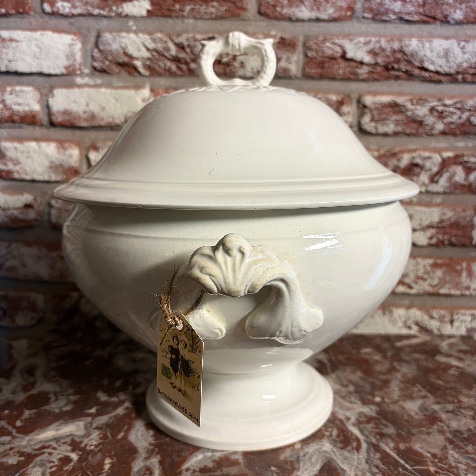 Mooie grote witte antieke soepterrine Lunéville brocante oud, Antiek en Kunst, Ophalen of Verzenden