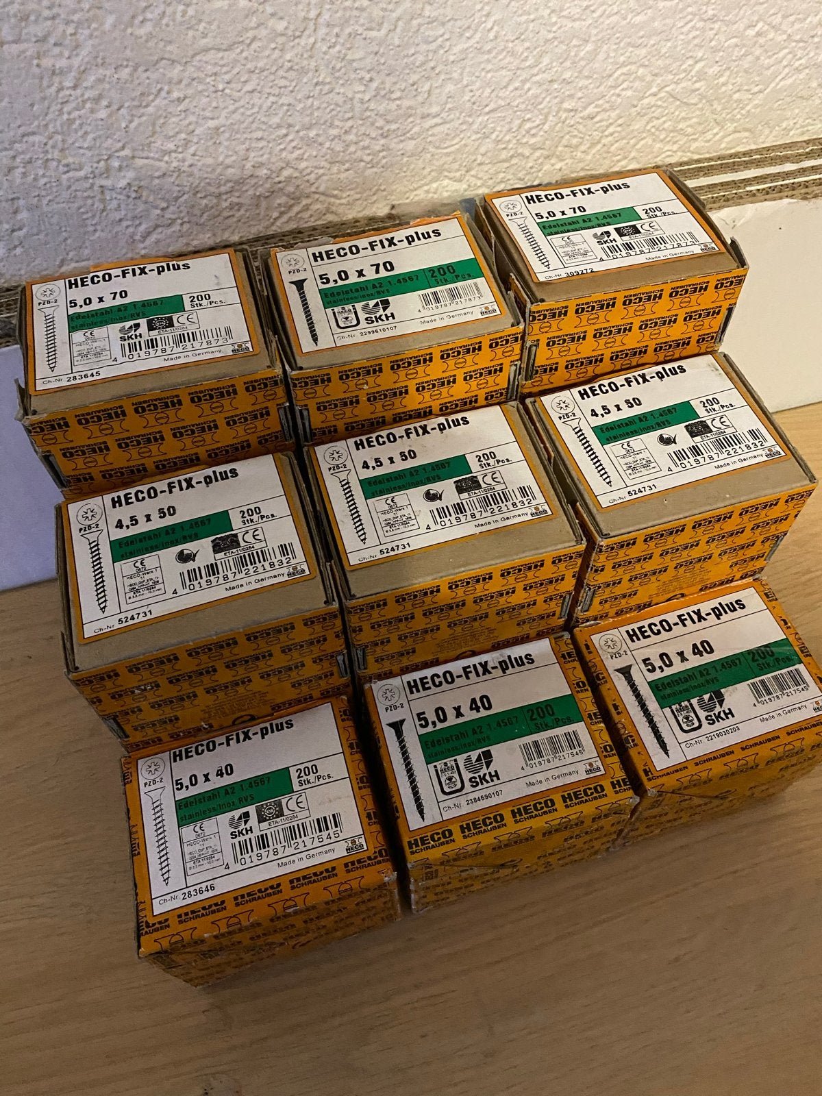 RVS Schroeven HECO-FIX-plus 40/50/70 mm - 6 dozen, Schroeven, Nieuw, Ophalen of Verzenden, Minder dan 50 mm