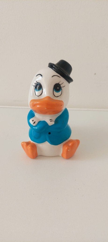 Vintage Retro eendje spaarpot (Donald Duck stijl) met stop, Verzamelen, Eu, Eu, Steen, Aardewerk of Keramiek, Ophalen of Verzenden