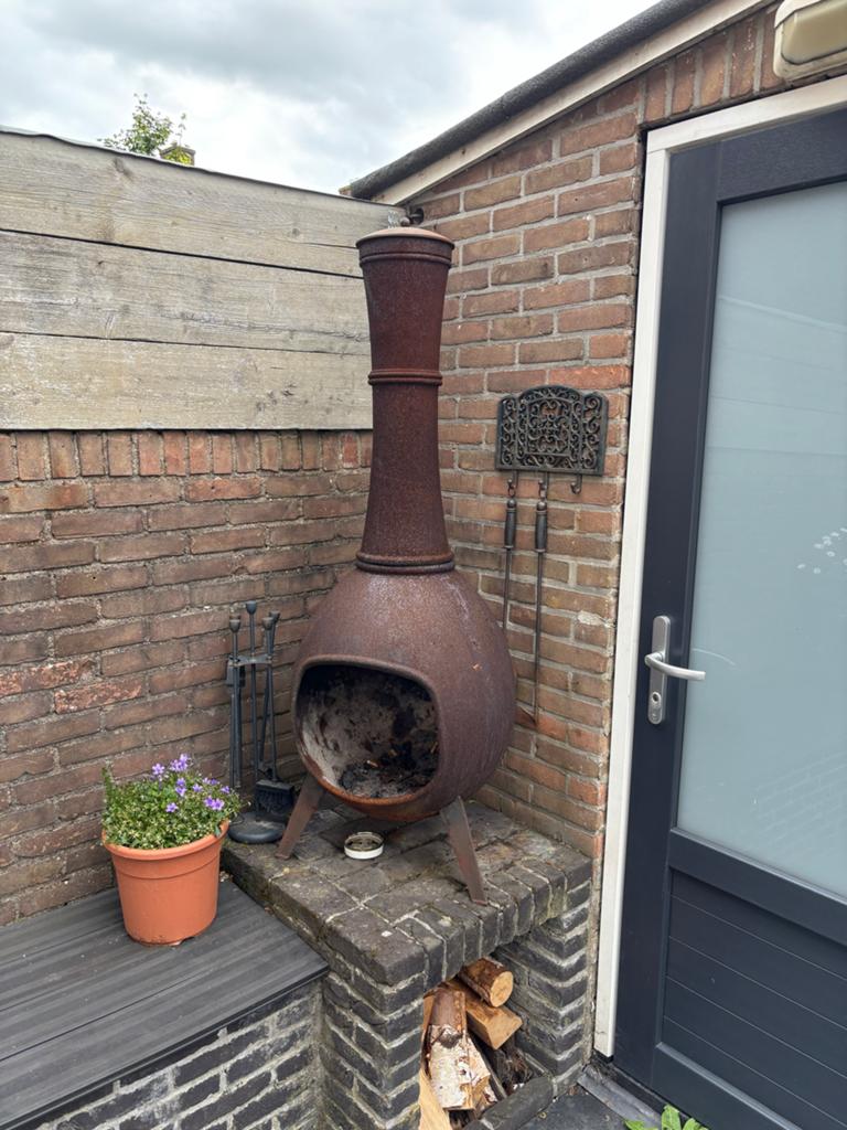 Rustieke gietijzeren buitenhaard / terraskachel, Tuin en Terras, Tuinhaarden, Ophalen, Gebruikt