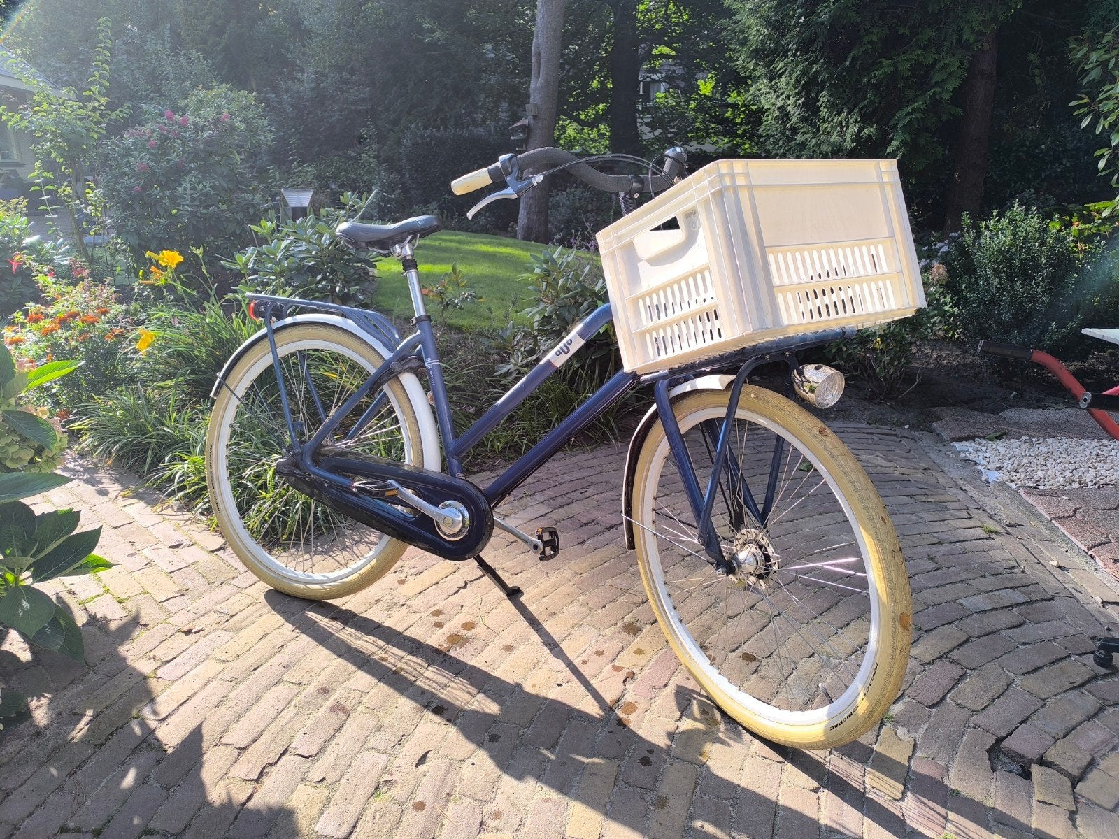 Batavus BUB XL damesfiets (mat blauw, wit) 3 versnellingen, Ophalen, Batavus, Handrem