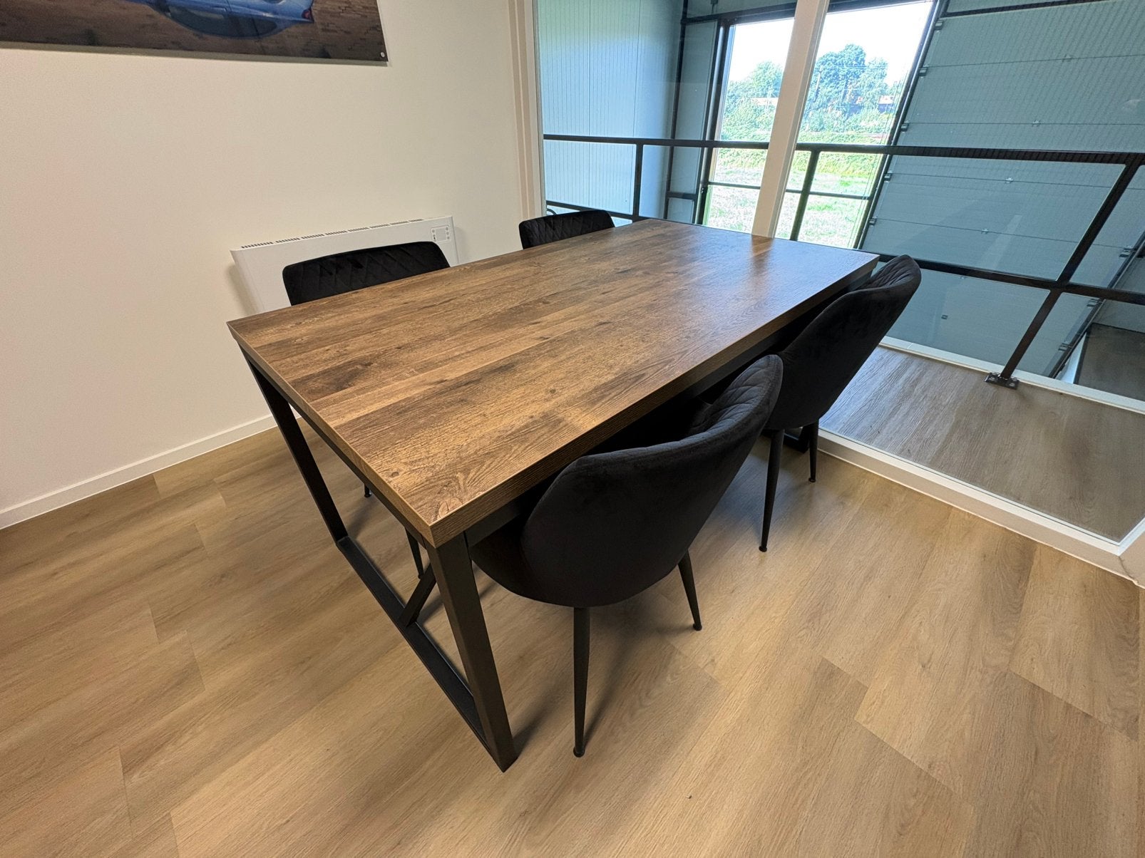 Eettafel Mikado 160x90 met stalen onderstel, Ophalen, 50 tot 100 cm, Zo goed als nieuw, 150 tot 200 cm