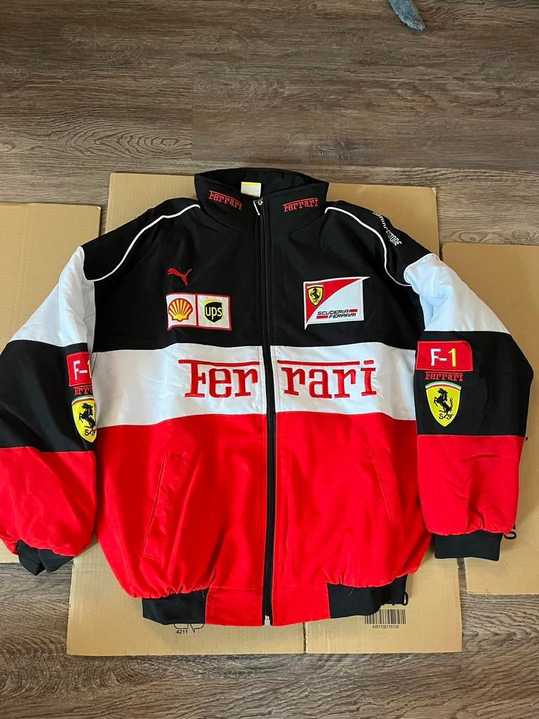 Ferrari Racing jas (maat L) – white vintage stijl, Verzenden, Zo goed als nieuw, Maat 52/54 (L), Rood