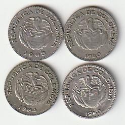 10  cent  div.jaren  Colombia. km. 212.2  ( 0,25 euro ), Ophalen of Verzenden, Noord-Amerika, Losse munt