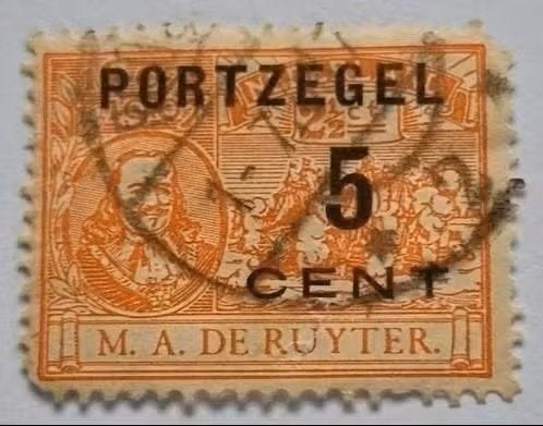 Nederland 1907 - nvph P35 -  Portzegel Michiel de Ruyter, Postzegels en Munten, Ophalen of Verzenden, T/m 1940, Gestempeld