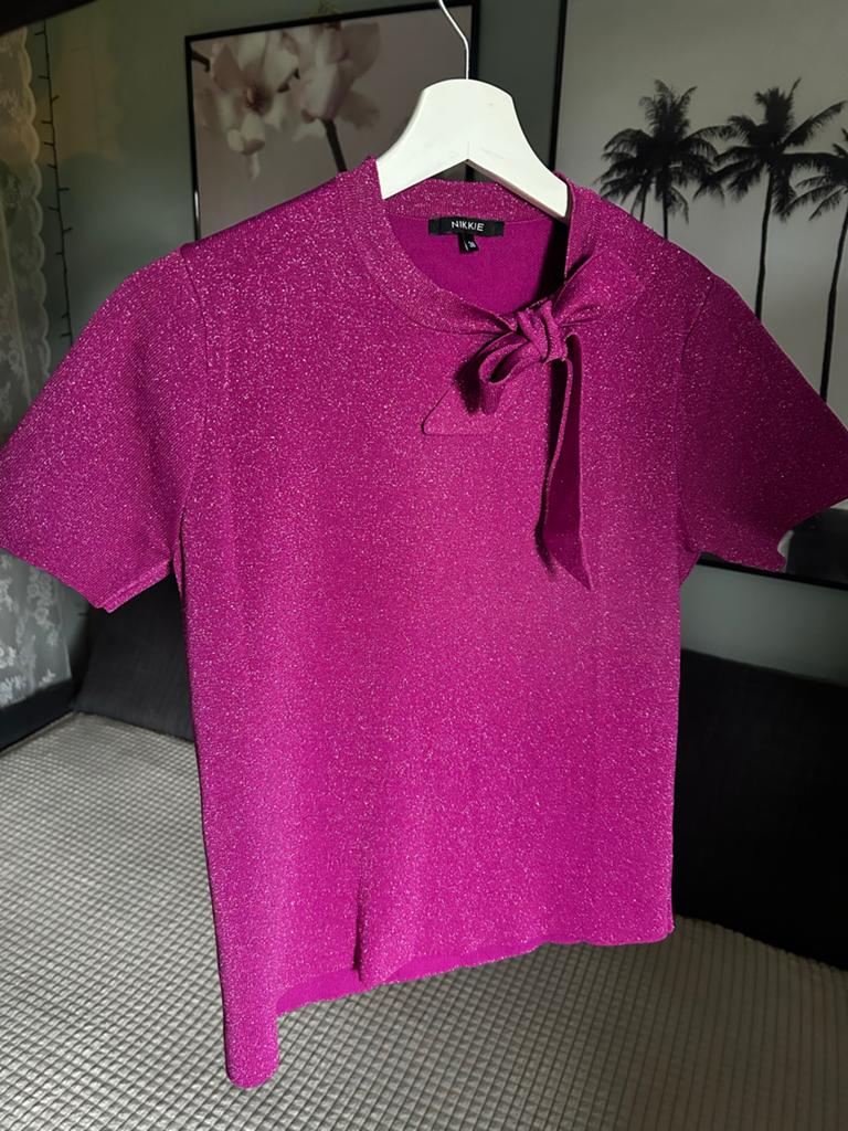 Nikkie Jolie Bow top maat 38 nieuw, Maat 38/40 (M), Paars, Nieuw, Ophalen of Verzenden