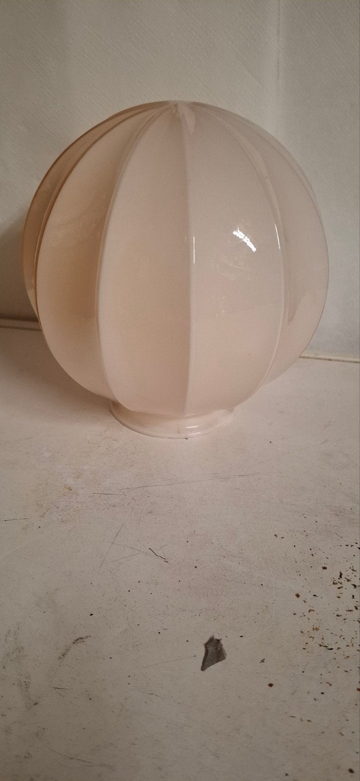 Vintage glazen lampenkap - Roze/Wit gestreept, Huis en Inrichting, Overige typen, Rond, Ophalen of Verzenden, Zo goed als nieuw