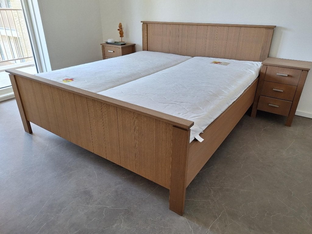 eiken bed, Ophalen, Bruin, Overige maten, Modern