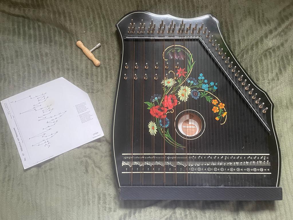 Citer met Bloemenmotief, Muziek en Instrumenten, Ophalen of Verzenden, Gebruikt, Citer