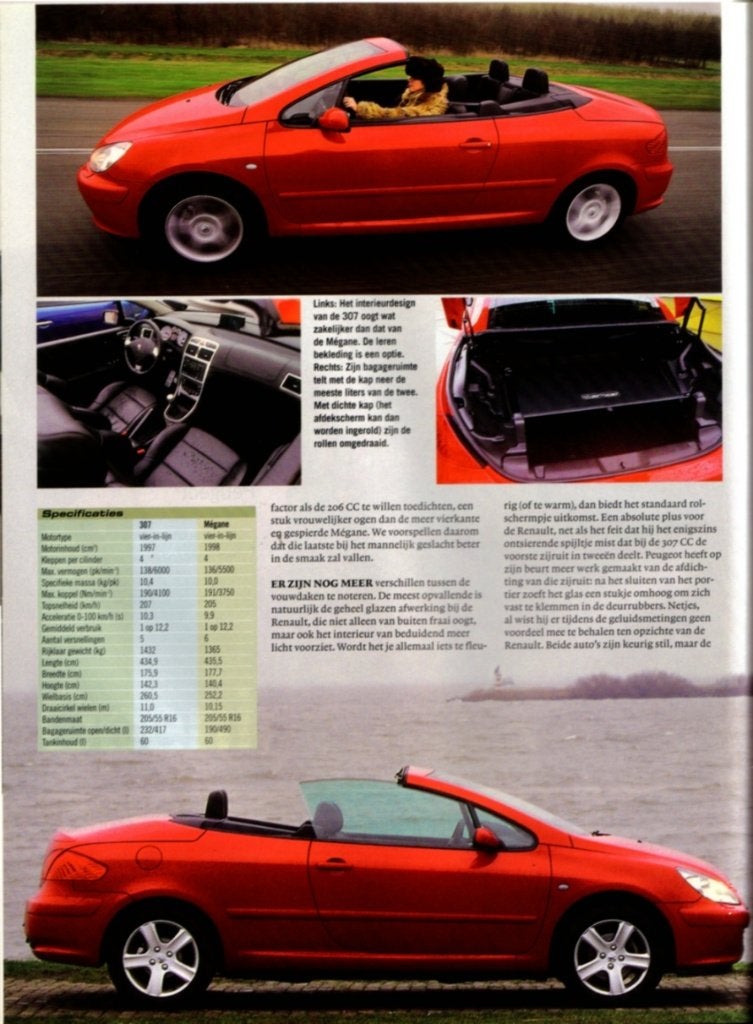 Autokampioen dubbeltest Megane CC en Peugeot 307 CC 2004, Ophalen of Verzenden, Gelezen, Peugeot