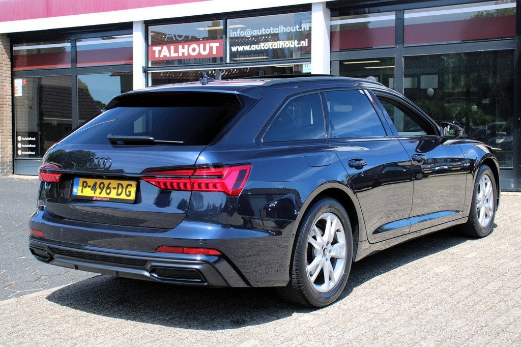 Audi A6 Avant 40 TDI Sport Pro Line S-Line | PANO, ACC, TREK, Gebruikt, 2000 kg, Blauw, Leder en Stof
