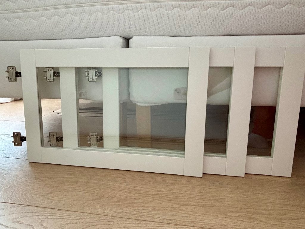 Ikea Sindvink Vitrinedeur 3 stuks, Ophalen, Gebruikt, 50 tot 100 cm, Glas