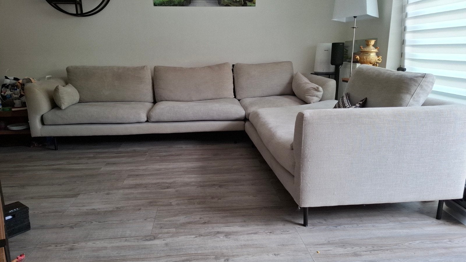 Moderne Hoekbank met Longchair - Zo goed als nieuw, Ophalen, 250 tot 300 cm, 125 tot 150 cm, Hoekbank
