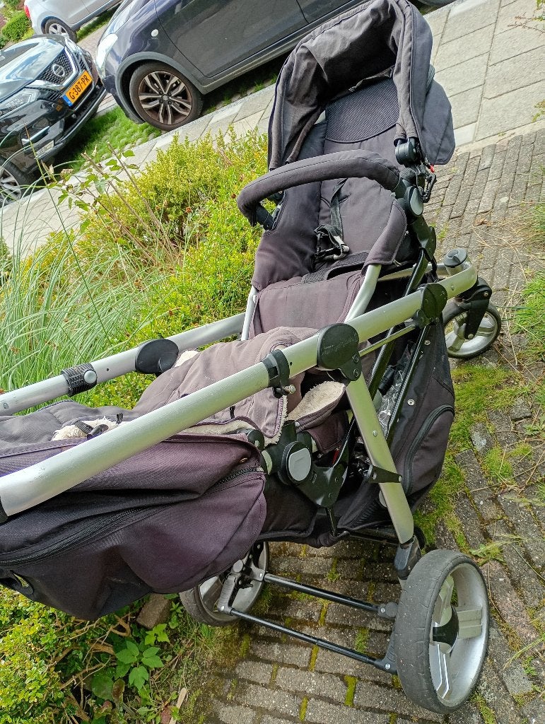 Duo kinderwagen buggy twee zitjes (baby+kind of kind+kind), Ophalen, Gebruikt, Overige merken, Regenhoes