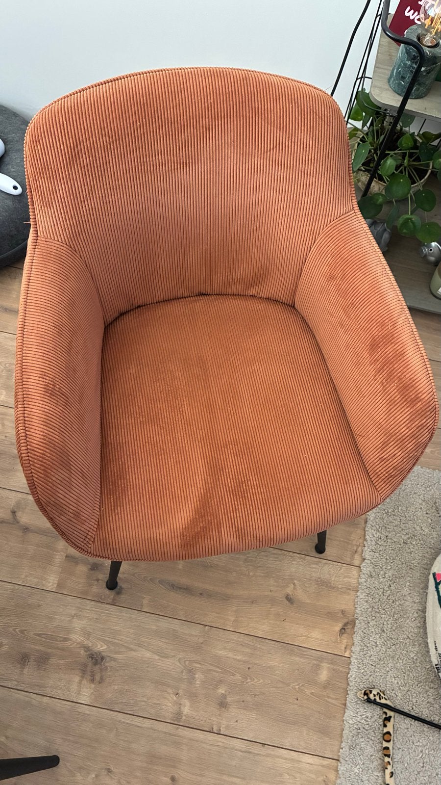 4 ribstof stoel met zwarte poten, Ophalen, Gebruikt, Overige kleuren, Vier