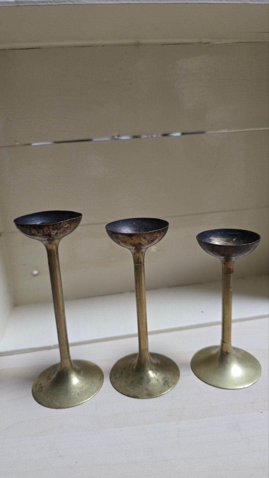 Set van 3 Vintage Koperen Kandelaars, Ophalen of Verzenden
