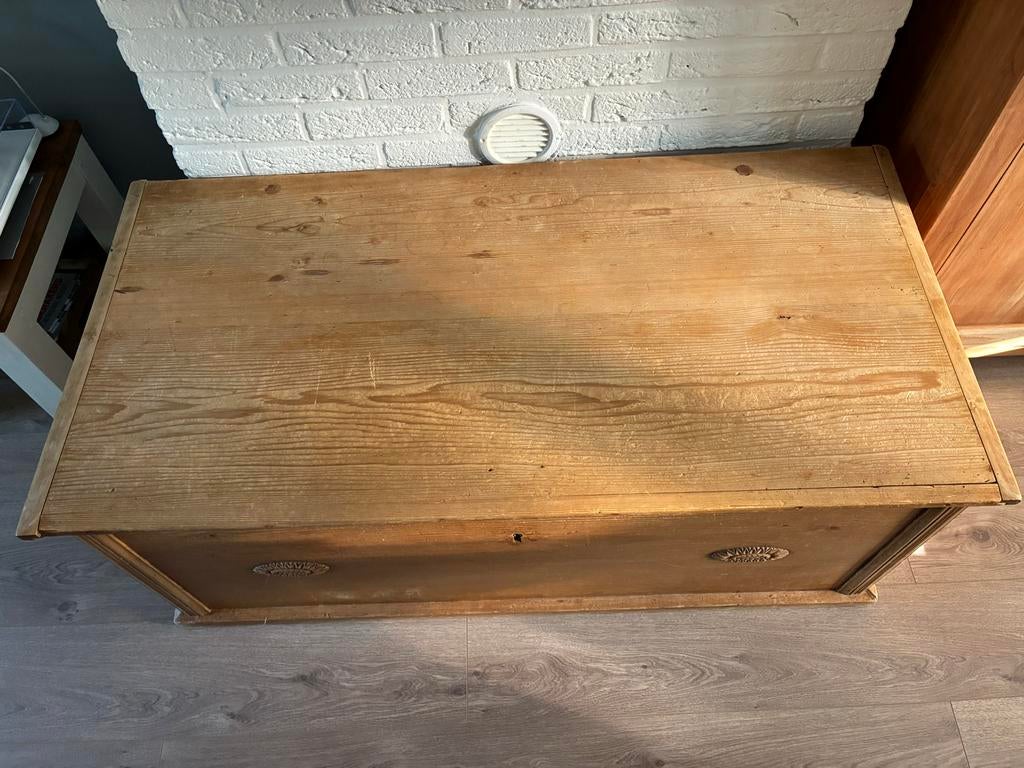 Vintage grenen kist / dekenkist, Huis en Inrichting, Ophalen, Gebruikt, 100 tot 150 cm, 50 tot 100 cm