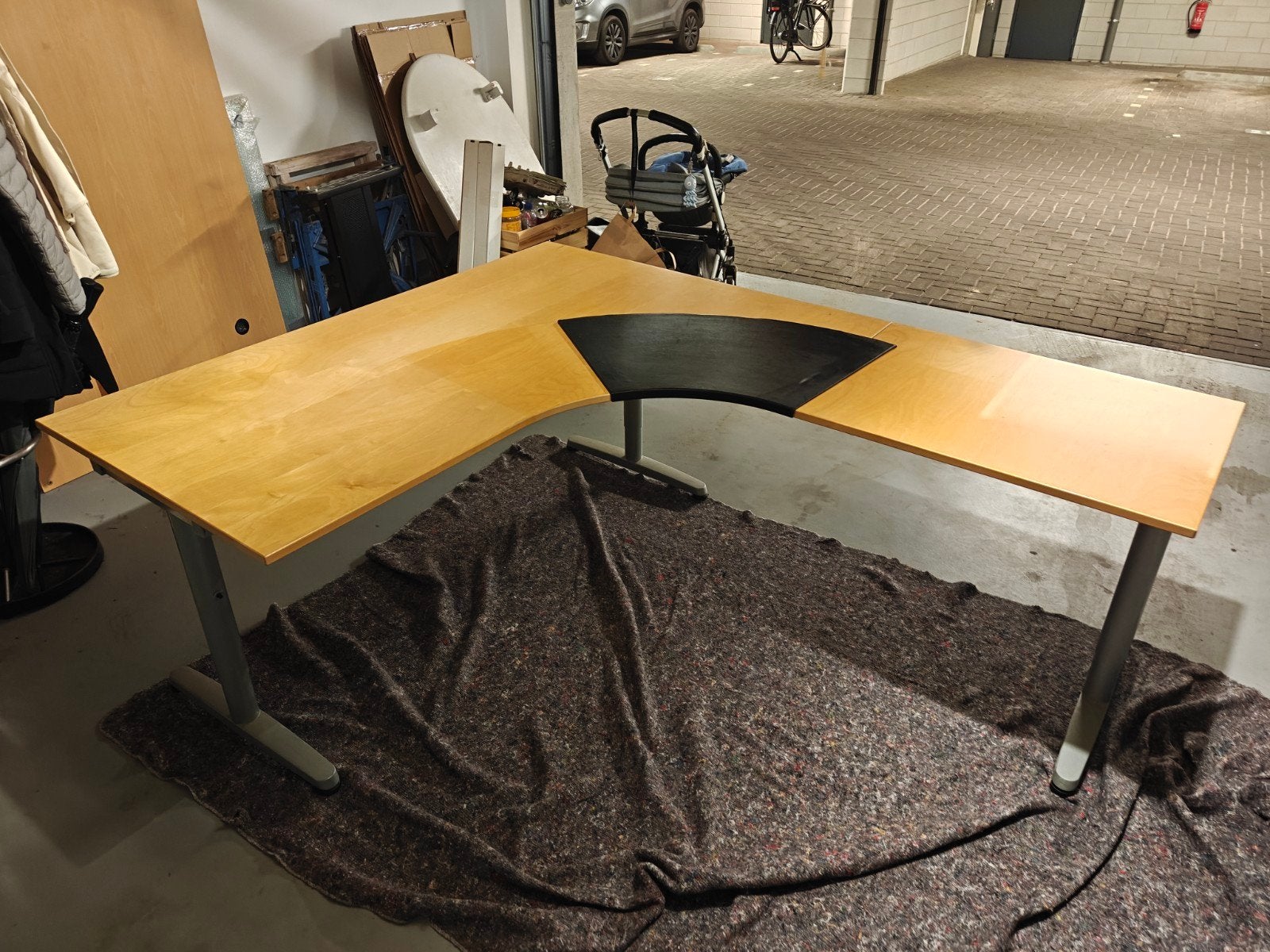 IKEA Galant Hoekbureau 160x200 cm met kabelgoten, Huis en Inrichting, Ophalen, Gebruikt, Hoekbureau, IKEA