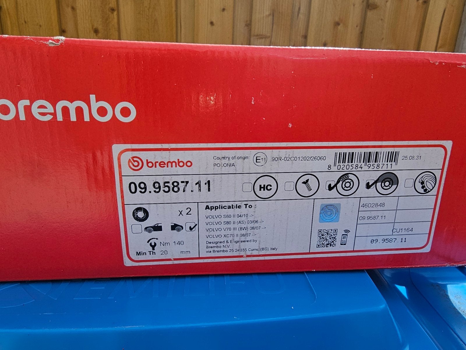 Nieuwe Brembo remschijven achteras Volvo V60 (09.9587.11), Ophalen, Nieuw, Volvo