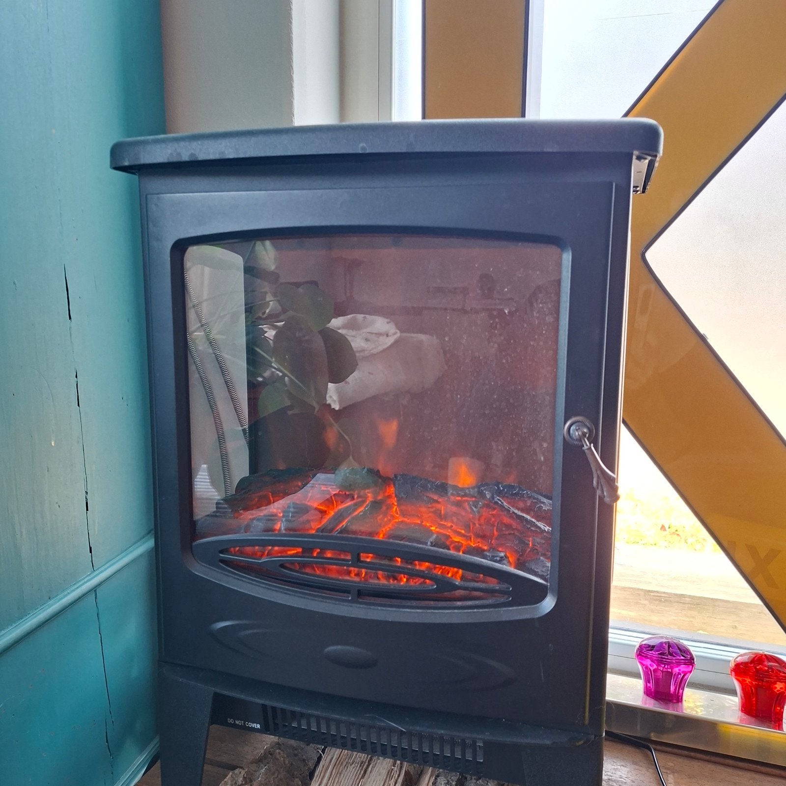 Elektrische haard met vlammen en verwarming., Ophalen, Elektrisch, Overige soorten