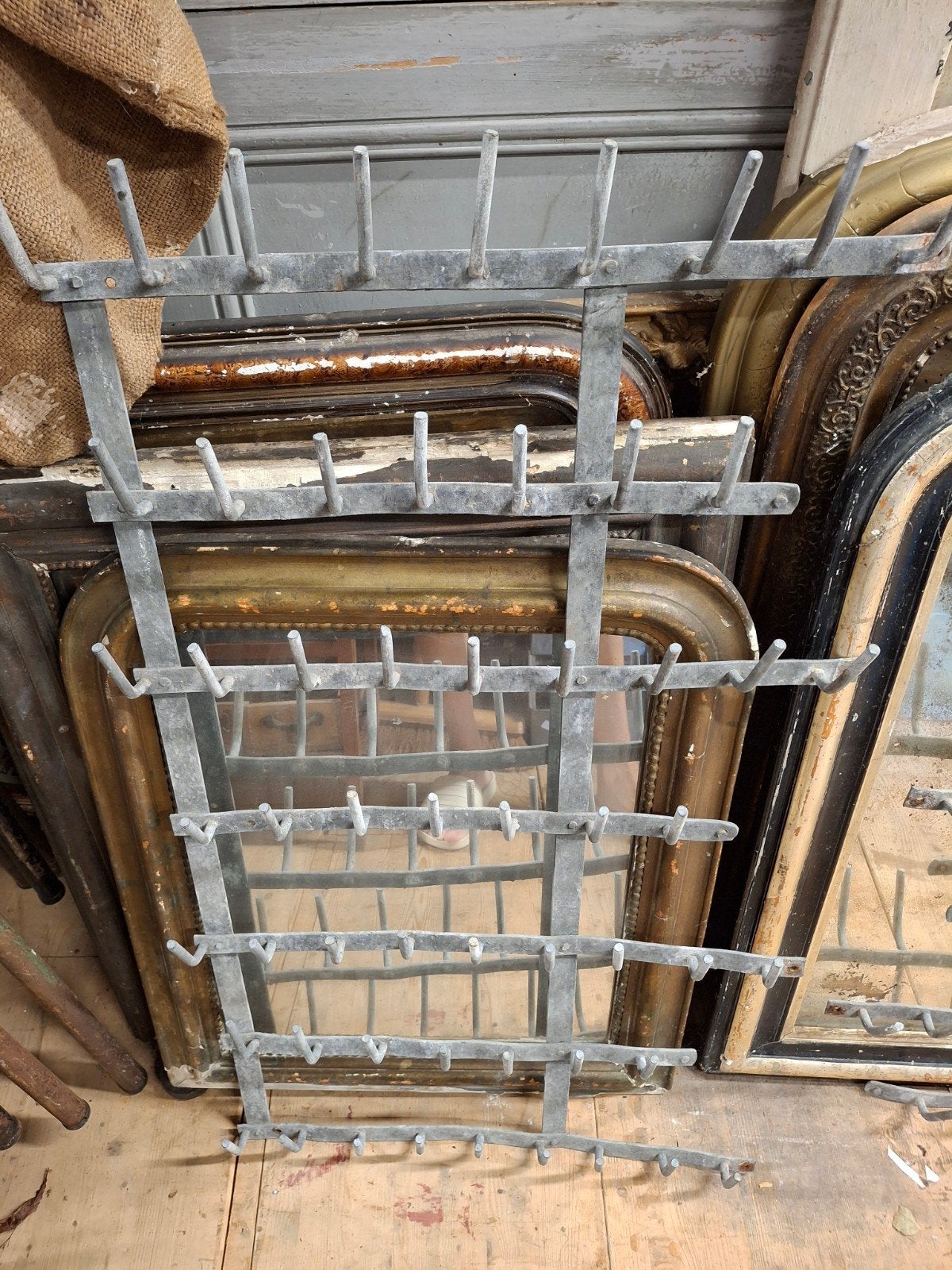 Oud rek flessenrek pinnenrek keukenrek brocante, Ophalen of Verzenden