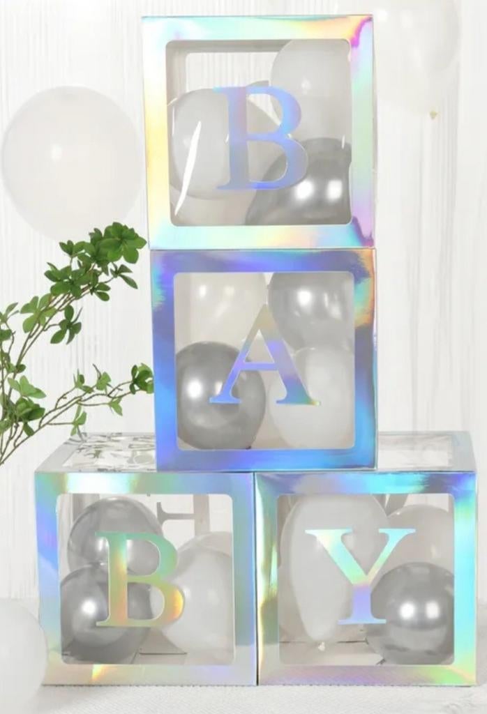 Baby Shower Decoratie Boxen met Ballonnen - 'BABY', Ophalen of Verzenden, Nieuw, Versiering, Geboorte of Huwelijk