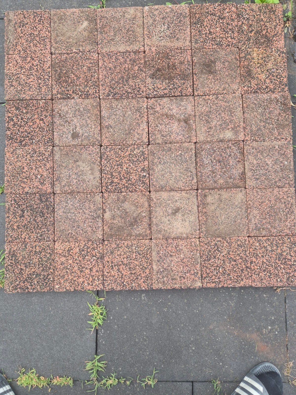 Bestrating, rode, witte en zwarte, 15×15 cm, Tuin en Terras, Overige Tuin en Terras, Ophalen, Gebruikt