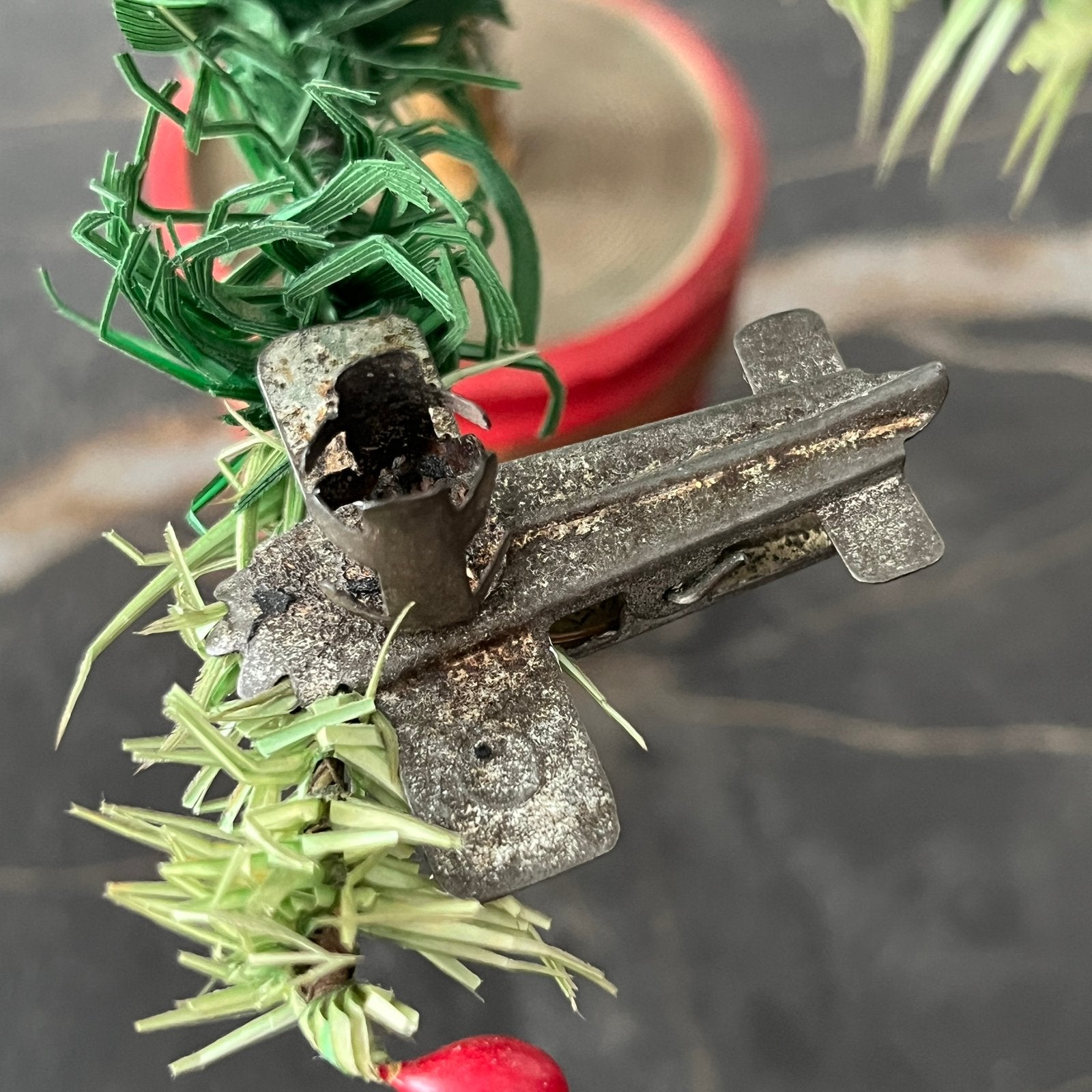 Antieke kerst kaarsen clipje/houder vliegtuigje, Ophalen of Verzenden