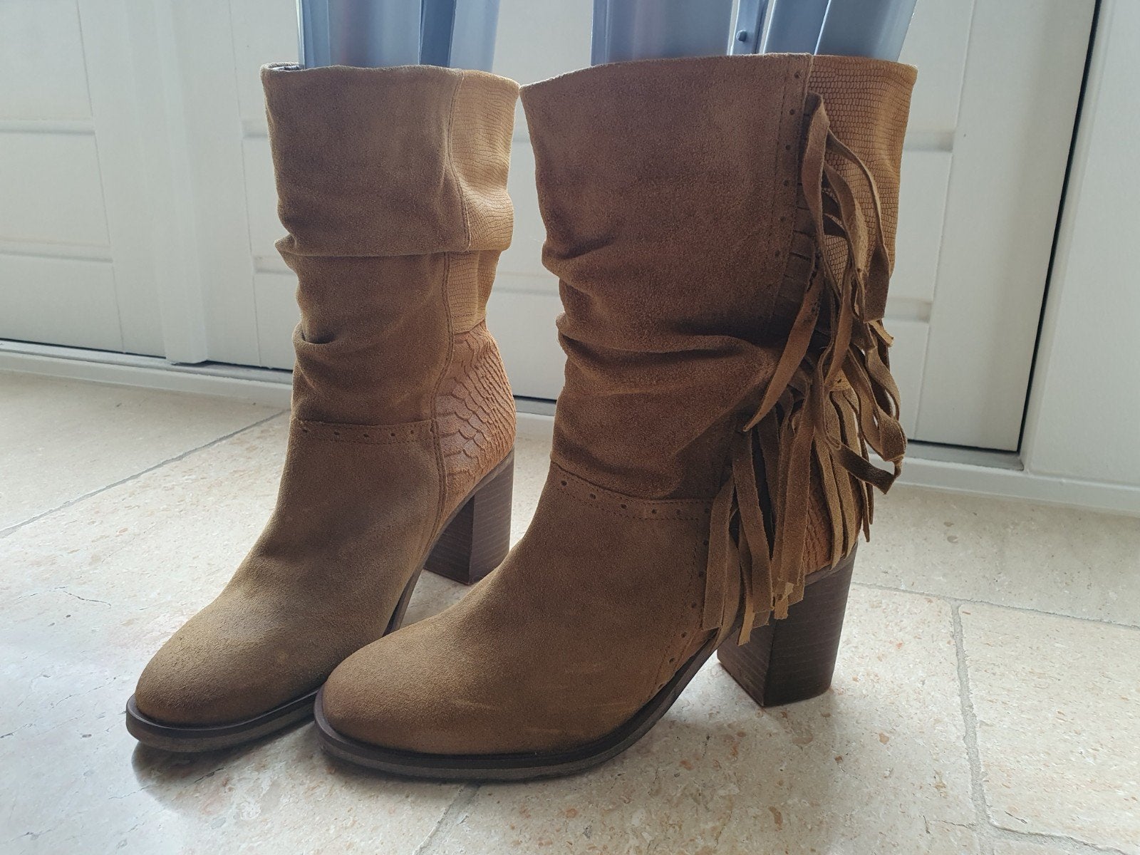 Nieuwe stoere leren western enkellaarsjes., Ophalen, Nieuw, Bruin