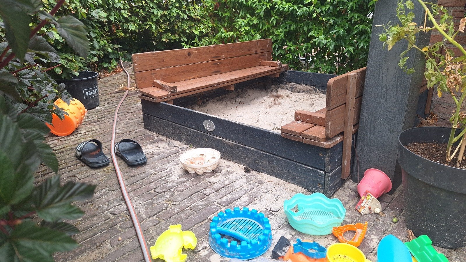 Axi Ella antraciet met bruine zandbak FSC hout 123x120 cm, Ophalen, Gebruikt