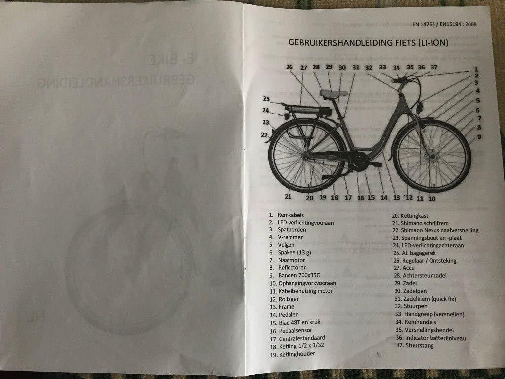 Damesfiets Electrisch, kleur zwart en wit., Gebruikt, 47 tot 50 cm, Versnellingen, Ophalen