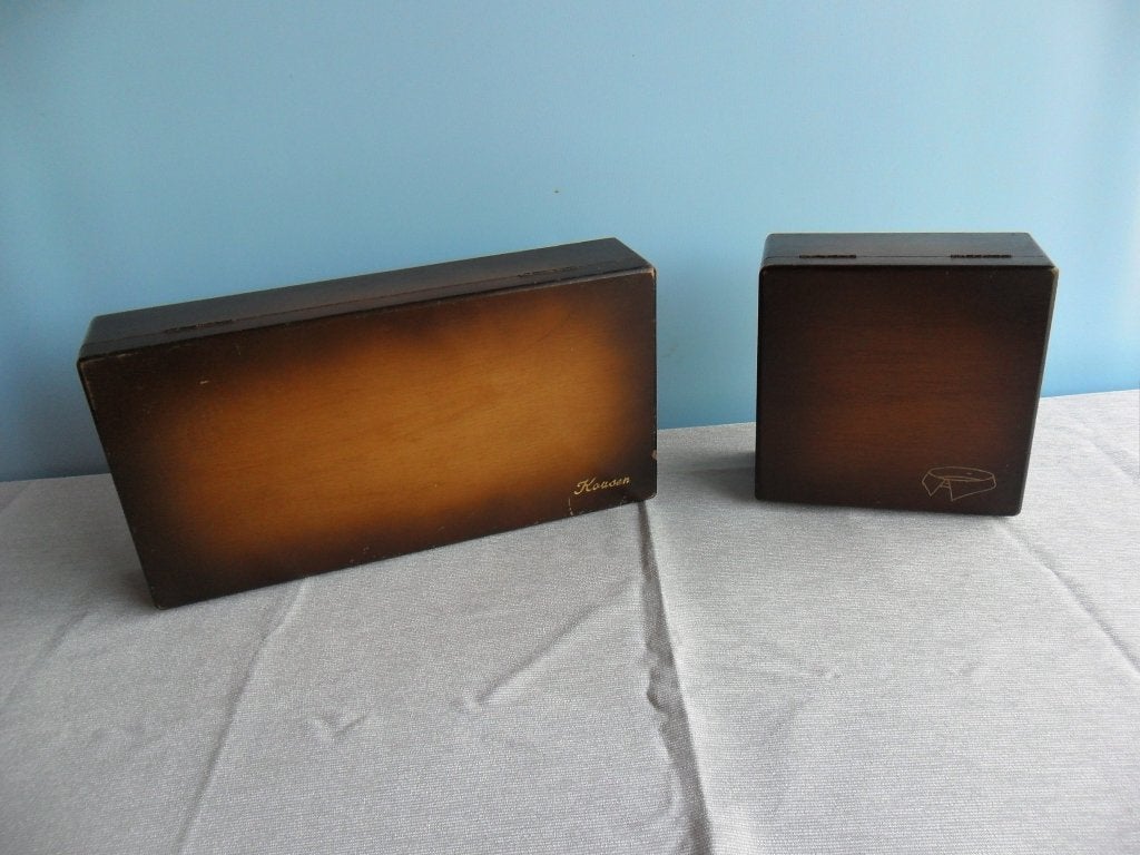 Vintage  Houten Kousendoos en Kraagjesdoos, Antiek en Kunst, Curiosa en Brocante, Ophalen of Verzenden
