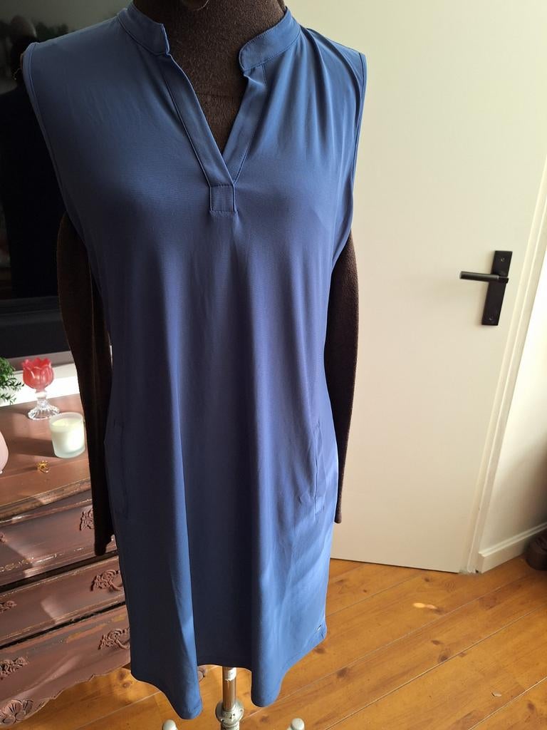 Jurk angelle Milan maat l xl kreukvrij stretch zakken, Ophalen of Verzenden, Zo goed als nieuw, Maat 46/48 (XL) of groter, Knielengte