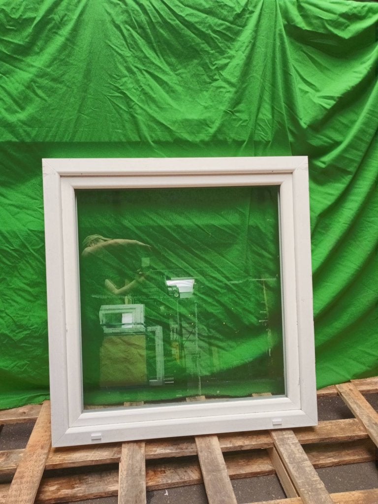 Kunststof Draaikiep kozijn b114 x h119 cm Wit   -2633-, Kunststof, Gebruikt, Raamkozijn, Niet ingevuld