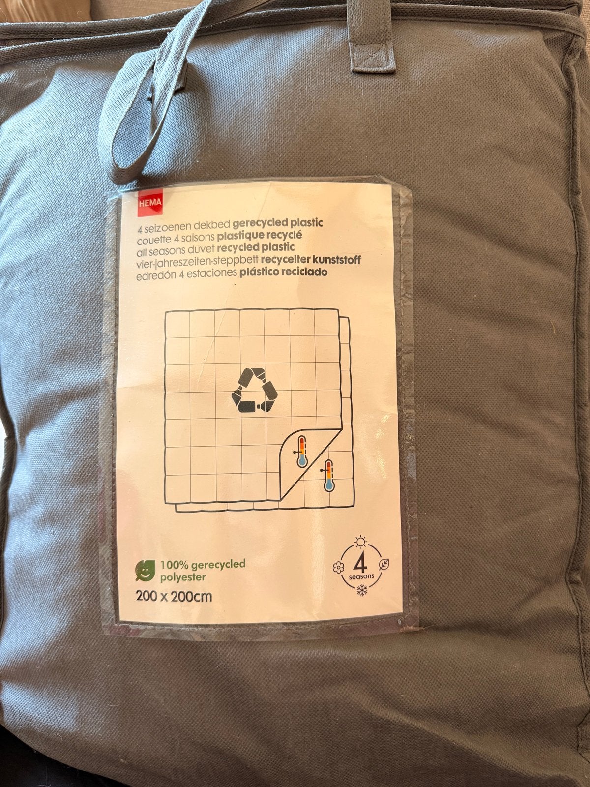 Hema 4-seizoenen dekbed 200x200cm gerecycled plastic, Huis en Inrichting, Slaapkamer | Beddengoed, Wit, Tweepersoons, Ophalen of Verzenden
