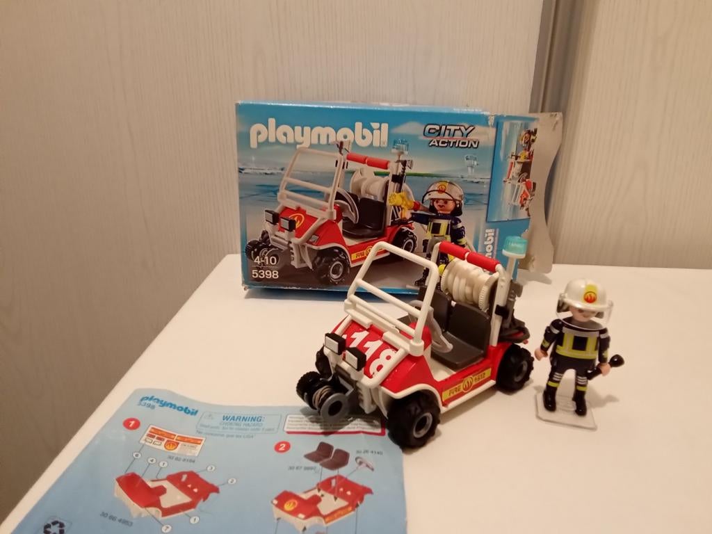 Playmobil 5398 brandweer buggy compleet met doos en boekje, Ophalen of Verzenden, Zo goed als nieuw, Complete set