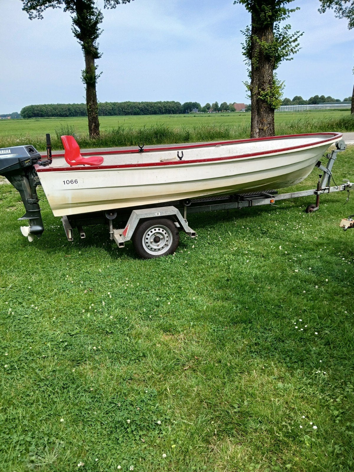 visboot toerboot placon kantel trailer buitenboordmotor, Ophalen, Buitenboordmotor