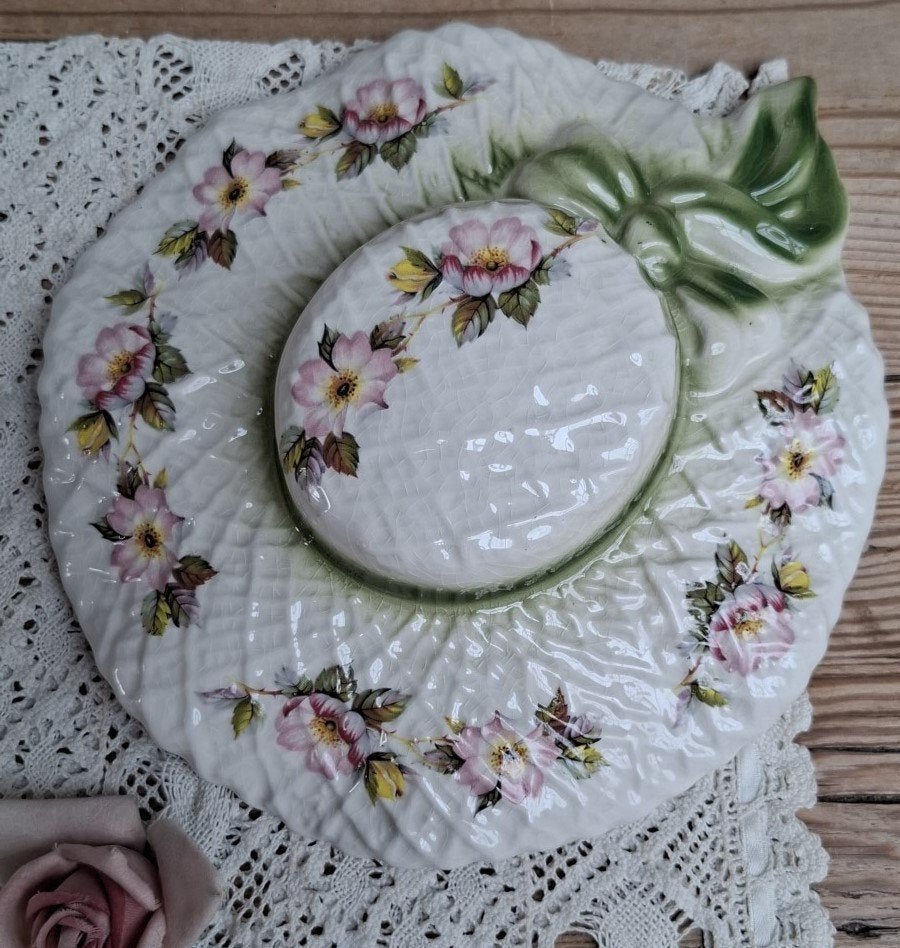 Keramieke hoed, roze bloemen, Holly Hobbie stijl, Ophalen of Verzenden