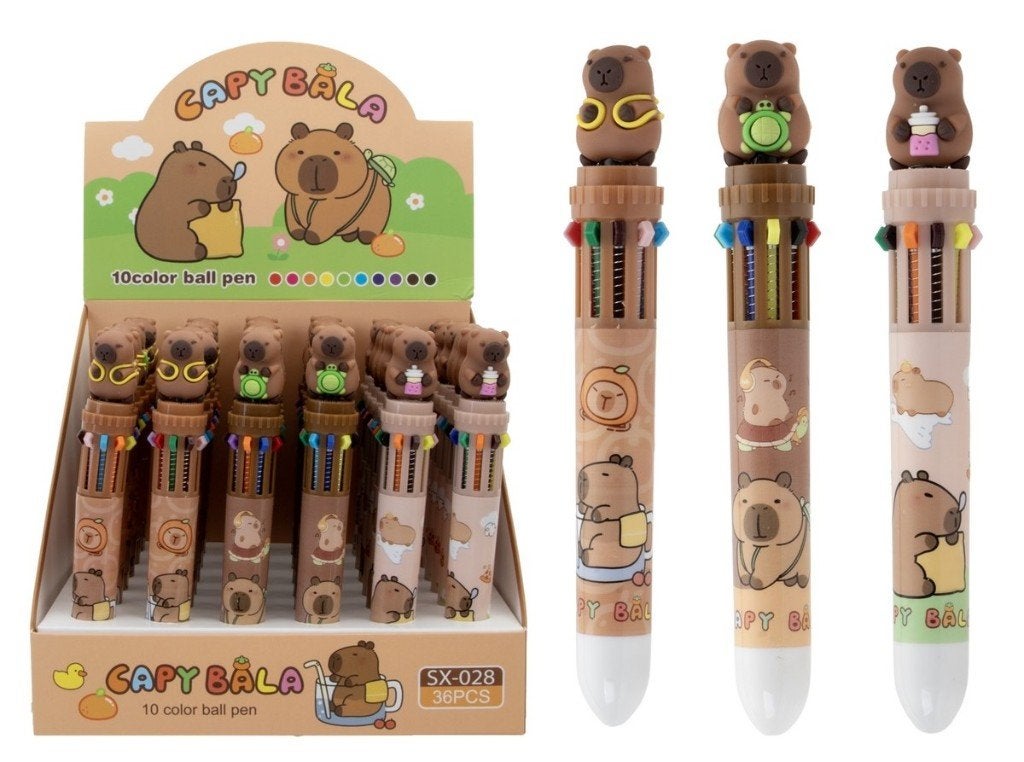 PARTIJ CAPYBARA 10 KLEUREN BALPEN IN DISPLAYBOX, ., Nieuw, Ophalen of Verzenden, .