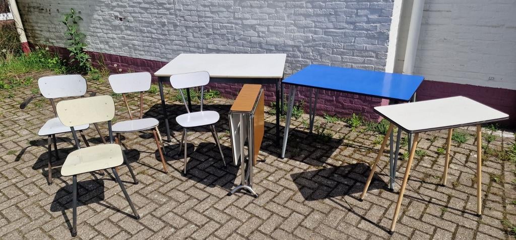 Formica tafels en stoelen, Huis en Inrichting, Tafels | Eettafels, Ophalen, Rechthoekig, 50 tot 100 cm