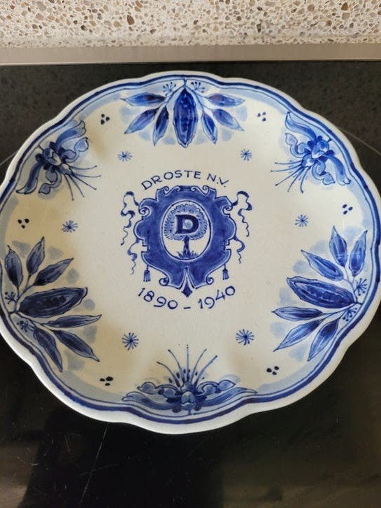Delfts Blauw Droste NV wandbord 1890-1940 bordje cacao, Antiek en Kunst, Ophalen of Verzenden