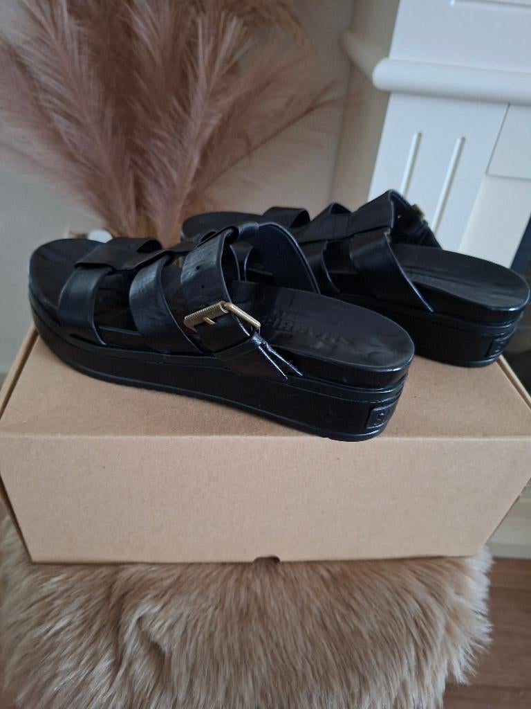 Shabbies lederen sandalen 39, Kleding | Dames, Schoenen, Shabbies Amsterdam, Zwart, Zo goed als nieuw, Sandalen of Muiltjes