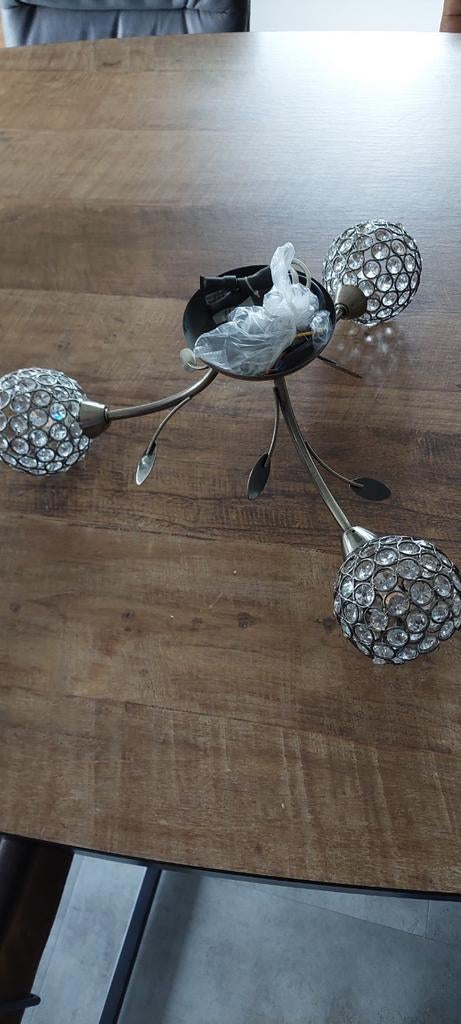 Leuke plafondlamp, Huis en Inrichting, Lampen | Plafondlampen, Gebruikt, Glas, Metaal, Ophalen