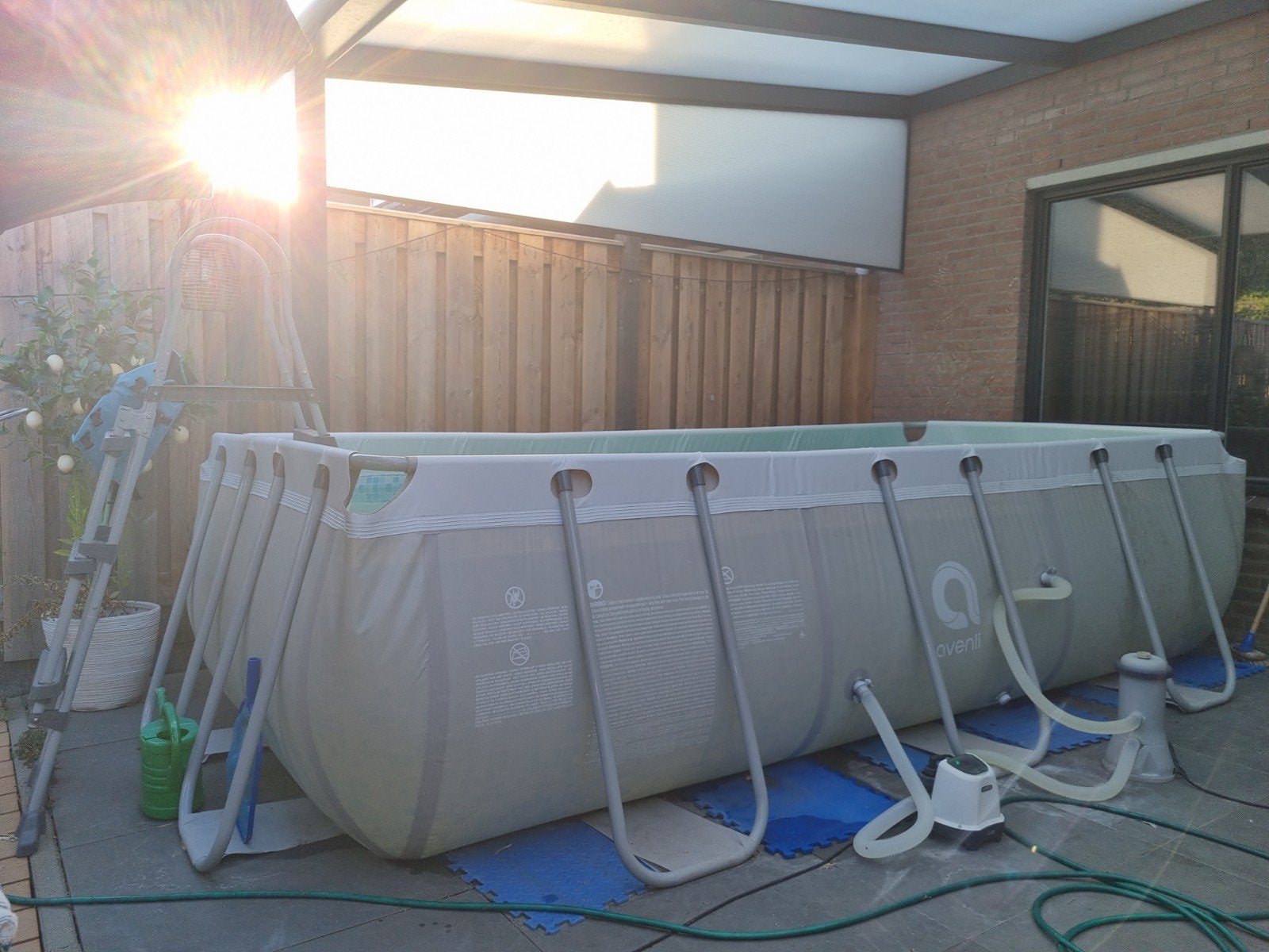 Zwembad met stalen frame 400x200x100cm incl. pomp en trap, Tuin en Terras, Ophalen, Gebruikt, 200 tot 300 cm, 80 tot 120 cm