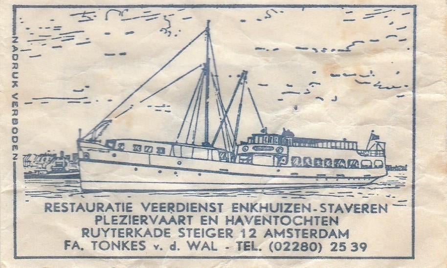 Veerdienst Enkhuizen Staveren - Tonkes vd Wal - Ruyterkade, Ophalen of Verzenden