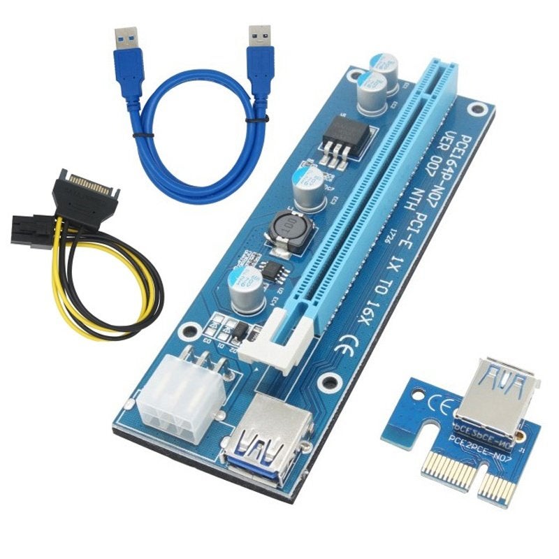 PCIe Riser met USB 3.0 en 6Pin voedingsconnector -Versie 007, Ophalen of Verzenden, Nieuw, GDDR5, PCI-Express 3